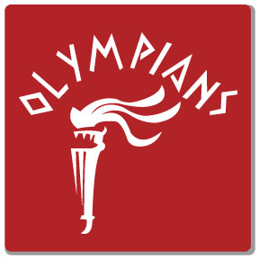 Olimpians restaurant design white on red